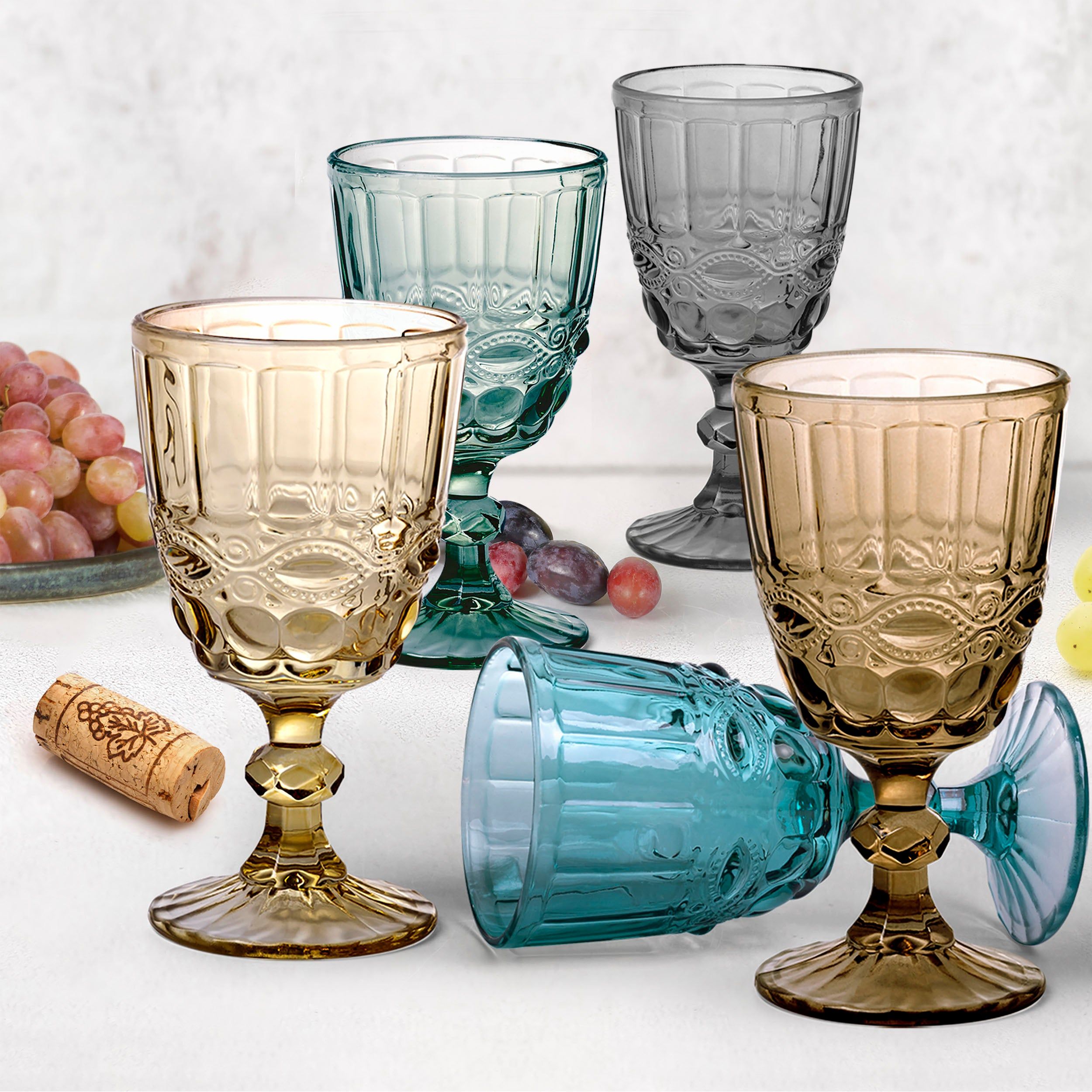 GUSTO CASA - Calici Barocco in vetro Distinct Multicolor - set 6 pezzi